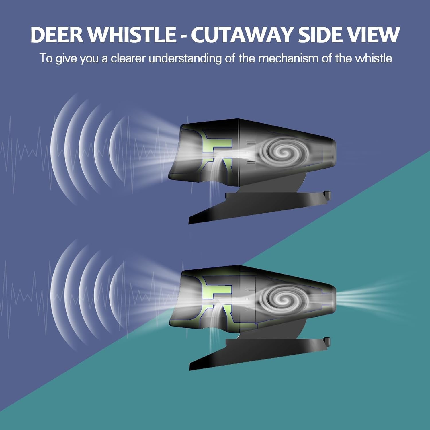 4Pcs Deer Whistles for Vehicles Wind Activated Black