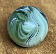 Beautiful Akro Agate Green Slag .67 , Chips And Dings