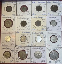 1901 - 1971 Luxembourg 5 Centimes to 10 Francs VF - BU Condition 16 Coin Lot