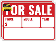 2PC for Sale Sign Car, 14 Inches by 10 Inches - 20 Mil Polystyrene Plastic - Car