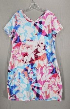 T By Talbots Cross Back Cozy Crush Dress Brushed Floral Stretchy Plus X