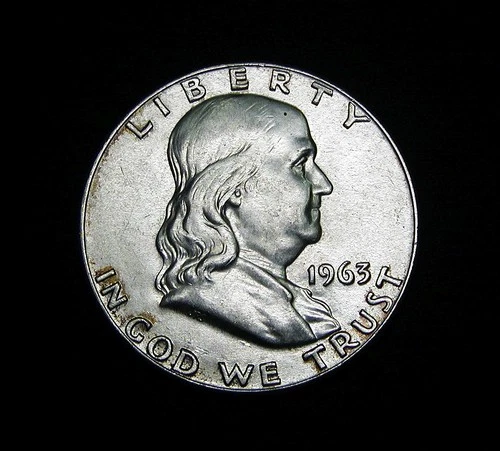 1963 D Silver Uncirculated UNITED STATES  Franklin Half Dollar  LOOK