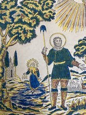 Incisione XIX Legno San Isidore il Contadino Religion Gesù Cristo Antico Arte