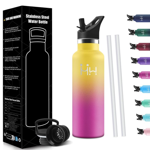 Edelstahl Trinkflasche 500Ml, Auslaufsicher, Bpa-Frei, Mit Strohhalm, Kinder,-image