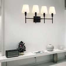 4-Light E26 Matte Black Dimmable Vanity Light Fixture