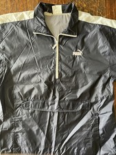 Vintage Puma Nylon Vented Windbreaker Running Jacket Men's Size L Blue and White