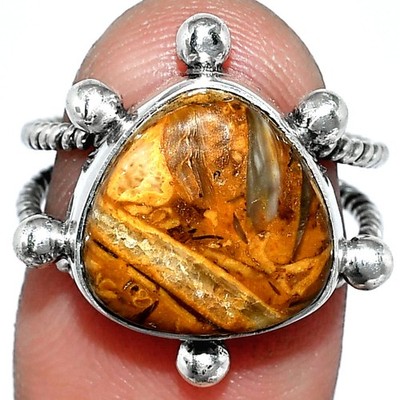 Natural Rock Calcy 925 Sterling Silver Ring s.7 Jewelry R-1268