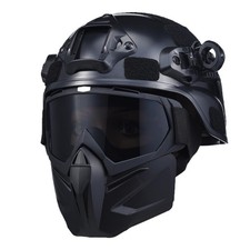 Airsoft Helmet and Mask Set, Tactical Paintball Full Face Black Skull Mask, D...