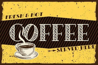 Top-Schild, versch. Größen, fresh & hot Coffee served here, Kaffee, Neu, OVP