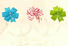 3 Personalized Hair Bow Lot, 2.75" Girls Monogram Turquoise, Green, Initial P