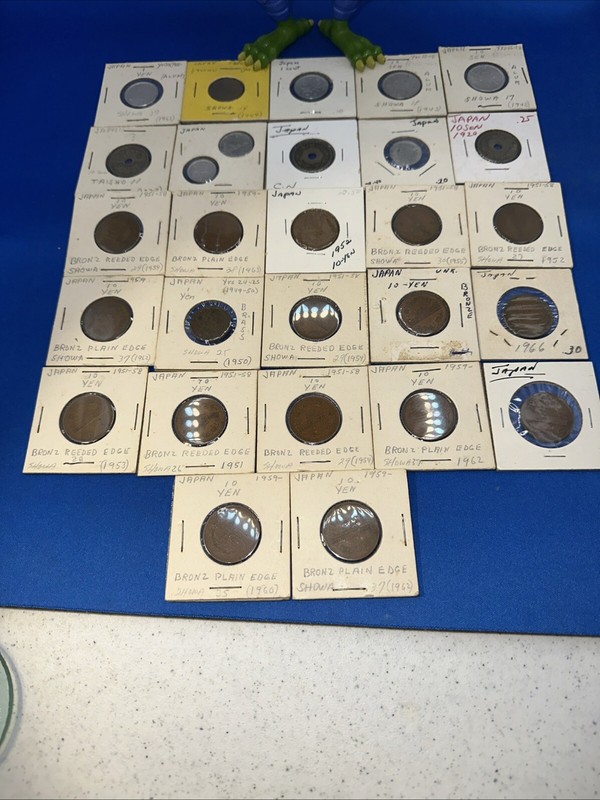 Japan Sen Yen 27 Coin Lot With Bird Toy Yu-go-oh Vtg Coins Different Eras Rare