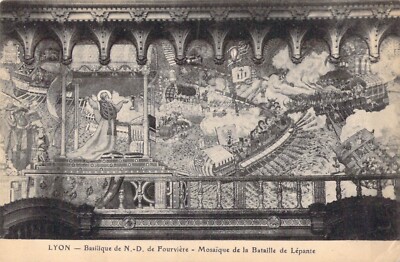 Vtg Lyon Basilique de N.-D. de Fourvie're Mosaique de la Bataille de Postcard