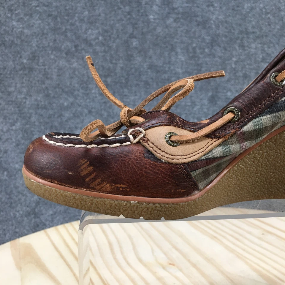 Женские туфли-лодочки Sperry на каблуках 7,5 M верхний сидр золотая рыбка на танкетке 9837578 коричневая кожа - Изображение 4 из 4