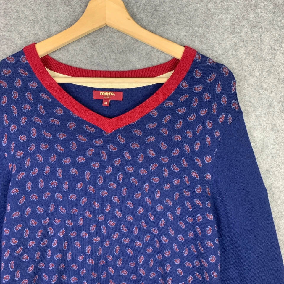 Suéter Jersey Tejido Apretado Mezcla Cachemira Diseñador Merc London Azul M Foto 2 de 4