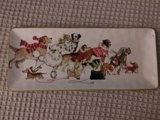 Pier 1 Imports Park Avenue Puppies Christmas Serving Tray Plate Dogs 14"x6"Glass