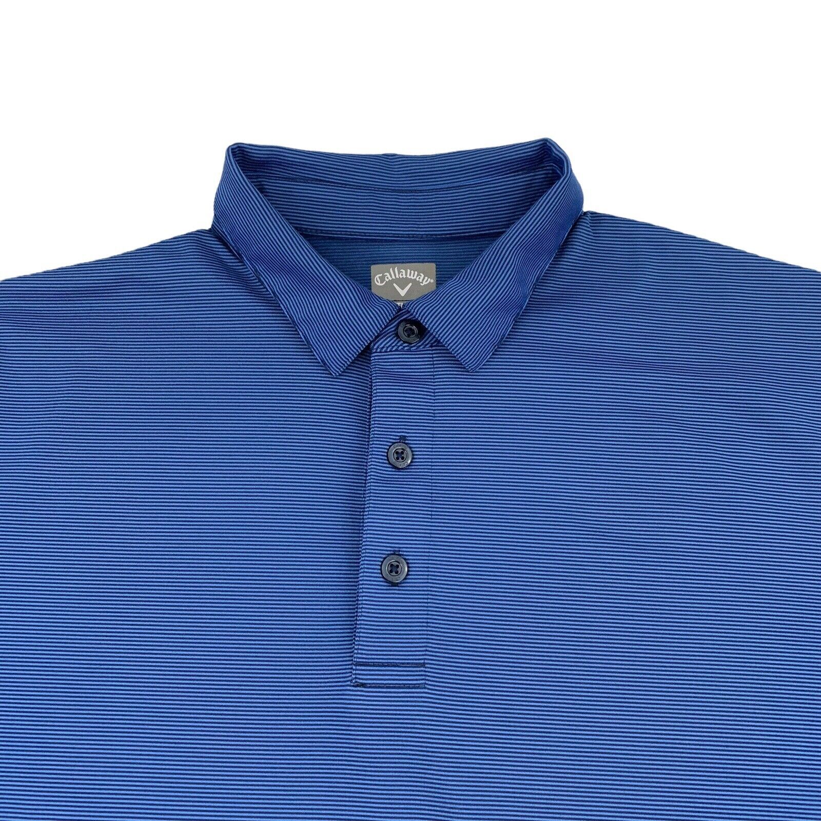 Callaway Men's Large Blue Striped OPTI-DRI Short Sleeve Polo Shirt-image