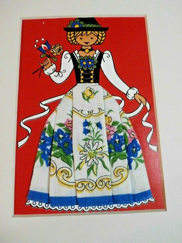 VINTAGE HANKERCHIEF WITH CARDBOARD FIGURE - Picture 2 of 4