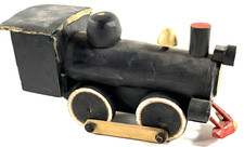 vtg Folk Art Train Engine wood wooden carved locomotive COOL