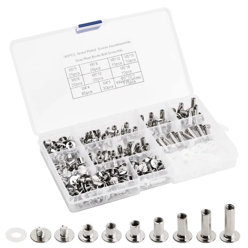 COZLLY 230-teiliges Schraubenset Chicago Bindernieten Bindeschraubensätze Edelstahl Ufer...