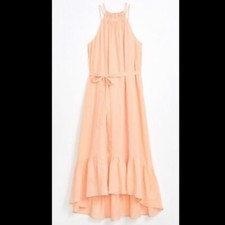 🆕 LOFT Peach Pink Flounce Halter Midi Dress