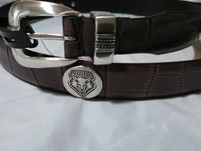 Men's Brown Leather Belt with University of New Mexico Lobos Conchos Size 30 R+