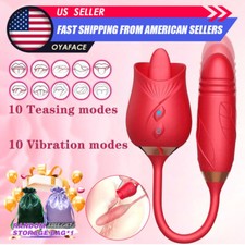 2in1-for-Rose-Women-Licking-Thrusting-Vibration Clit-Nipples-Lick-use-Lubricant
