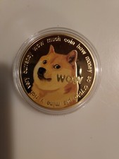 1X Dogecoin Coin Commemorative 2021 Collectors Gold Plated Doge To The Moon Coin