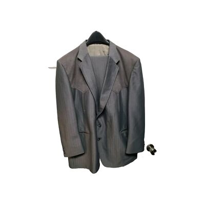 Circle S Mens Western Suite Jacket 52L Pants 40 30 Gray Stripe Cowboy 