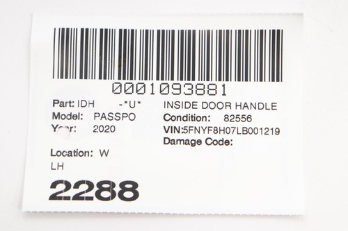 2019 -2021 HONDA PASSPORT FRONT LEFT DRIVER SIDE INSIDE INTERIOR DOOR HANDLE OEM - Picture 10 of 10