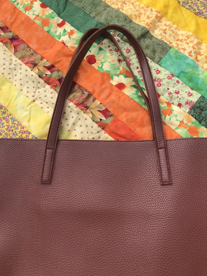 Vince Camuto Cuero Hombro Elegante L Bolso de Mano Marrón y Negro Rayas Foto 4 de 4