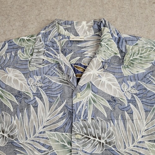 Go Barefoot Hawaiian Shirt Mens L Blue Tropical Short Sleeve Made in USA - Picture 2 of 7