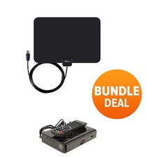 Digital Indoor Leaf Flat TV Antenna HDTV DTV  Converter Box Black UHF VHF FM HD