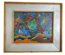 Abstract Expressionism Figural Modern Art Lois Lewis Schumm Acrylic Canvas 21X18