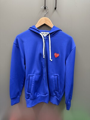 Comme Des Garcons PLAY Blue Hoodie Heart Logo | eBay