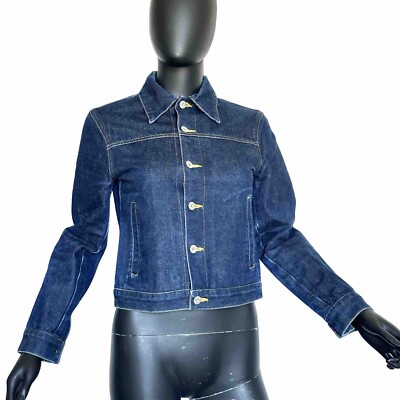 Jill Stuart Denim Jacket Dark Wash Cotton Size S Button