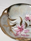 Pearlescent Bowl, Pink Lilies, Gold Leaves, Heavy 22k Gold Trim  7 1/2" — photo 10