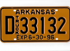 EXPIRED 1996 ARKANSAS "D" LICENSE PLATE RANDOM LETTERS/NUMBERS NICE MINT!!!