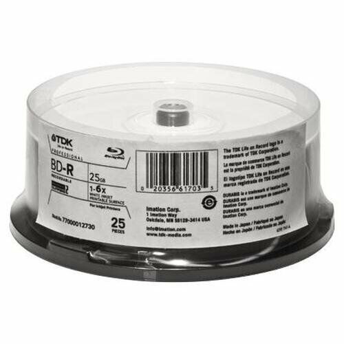25 TDK printable blank Blu ray discs 6x Recordable BDR 25GB 130mins by RiTEK - Picture 3 of 6