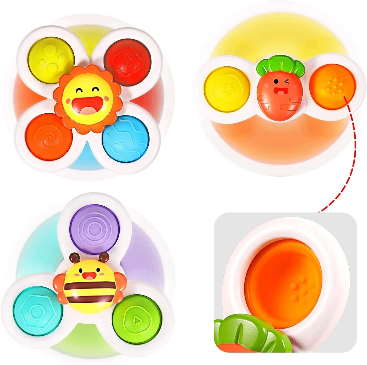 3pcs Suction Cup Fidget Spinner For Babies Suction Cup Spinner Toys Baby  Toys, Baby Fidget Spinner Suction