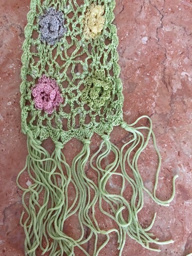 Green With Multi Color Floral Knitted Belt - Picture 5 of 6