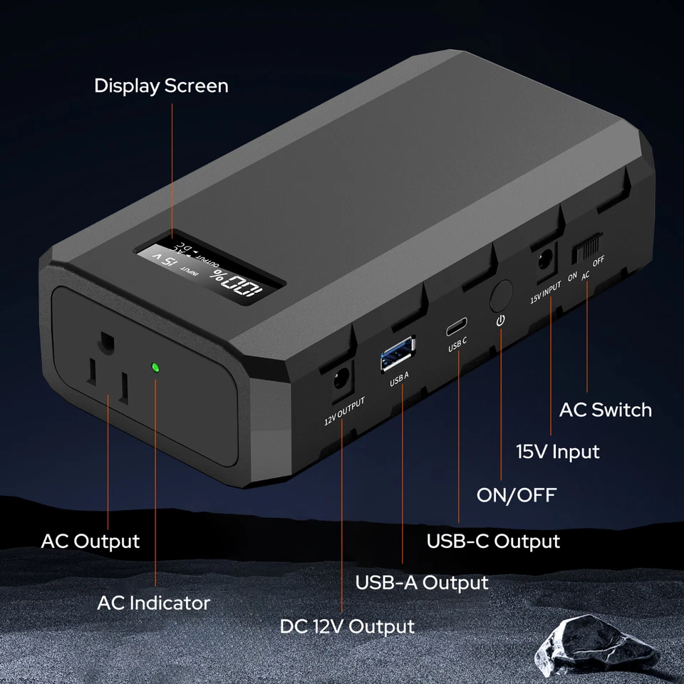 AC DC Portable Power Bank 65W 88.8Wh Outdoor Camping Trip Backup Battery Charger - Image 2 of 4