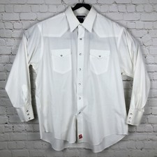Vintage Wrangler Cowboy Cut Shirt Men  s 18-35 Pearl Snap X-Long Tails White