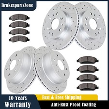 Front & Rear Brake Rotors Pads fit for Cadillac Escalade ESV EXT Slotted Drilled