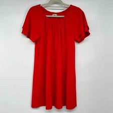 Madewell Texture & Thread Tiered-Sleeve Dress Women's Size M Red Jacquard L8662