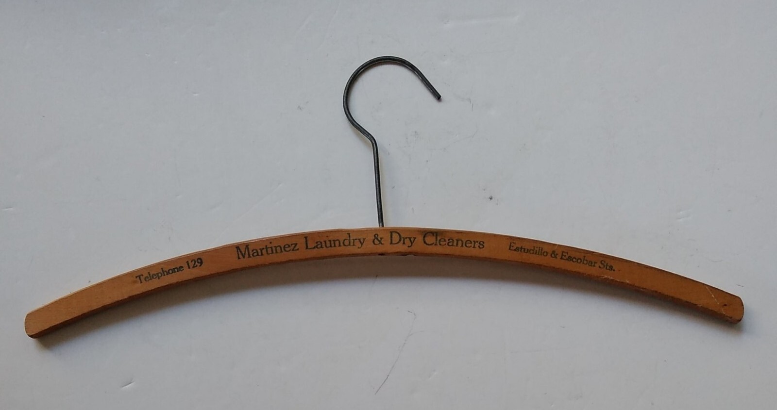 VINTAGE WOOD ADVERTISING HANGER Martinez Laundry … - image 2