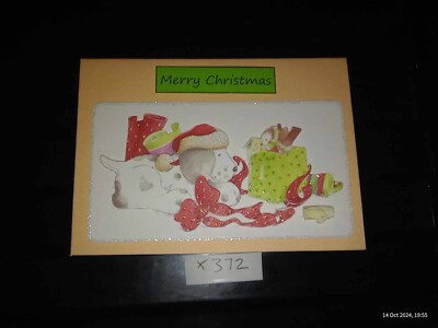 Luxus handgefertigt personalisiert Weihnachten pfirsichgrün Welpe Geschenk Band 3D X372