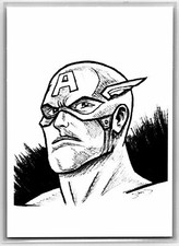 Captain America Sketch Card Scott Sketches Trading Card Print Fan Art