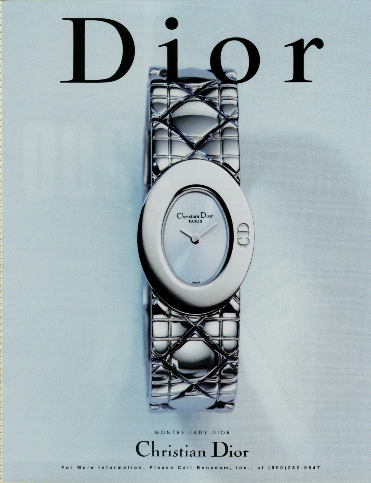 Montre suisse Christian Dior Montre Lady Paris 2000 vintage print publicitaire