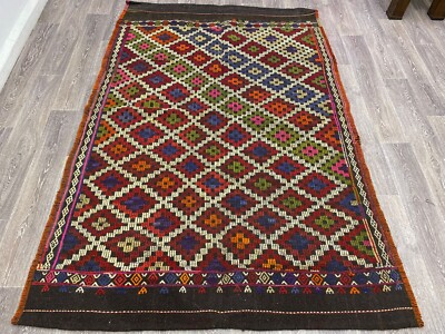 Turkish Kilim Rug, Area Kilim, Embroidered Kilim, 5x8 Ft, Wool Kilim, Tribal Kil