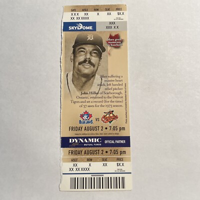 Blue Jays Vs Orioles August 2 Ticket Stub Sample Skydome